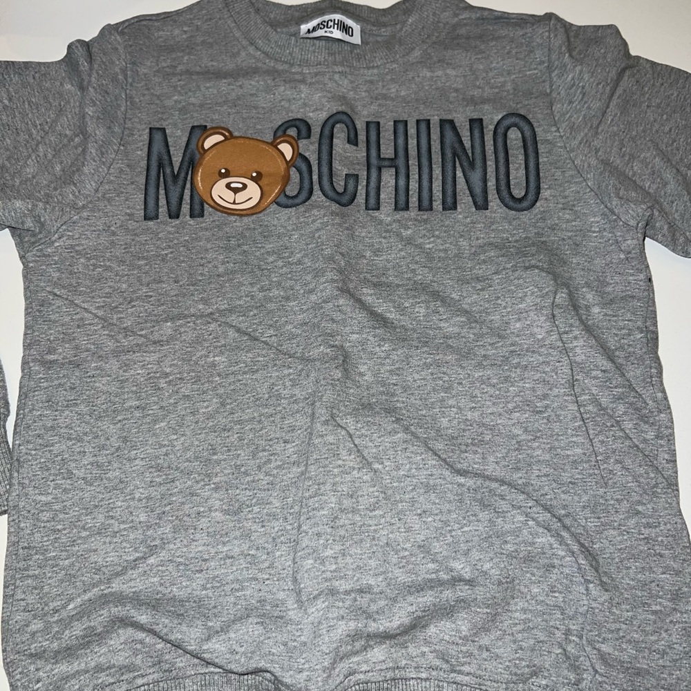Moschino Kids Gray Bear Logo Sweatshirt
